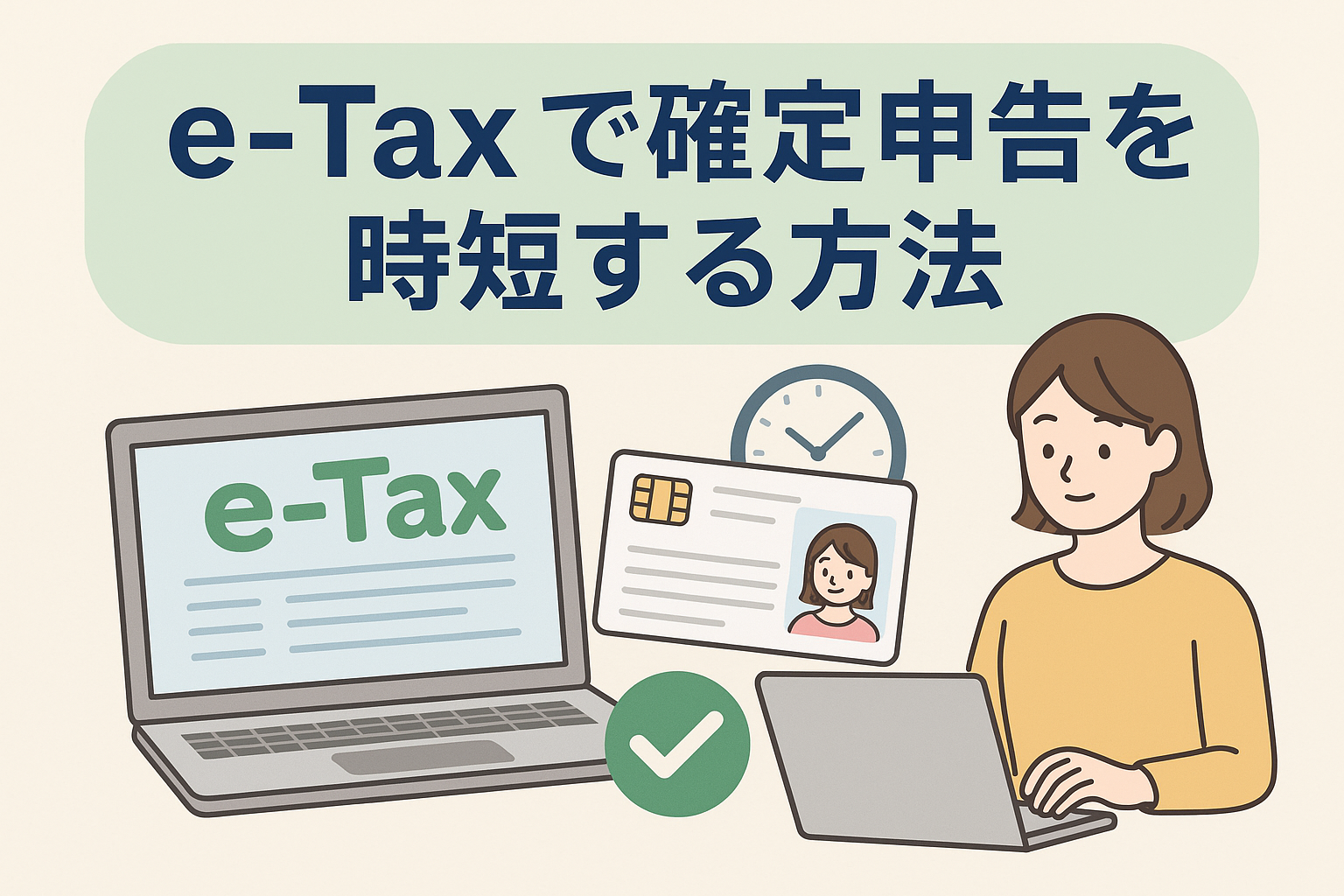 インボイス制度の実務運用を解説するイメージ｜freeeとマネーフォワードを使う個人事業主の会計作業を表すイラスト